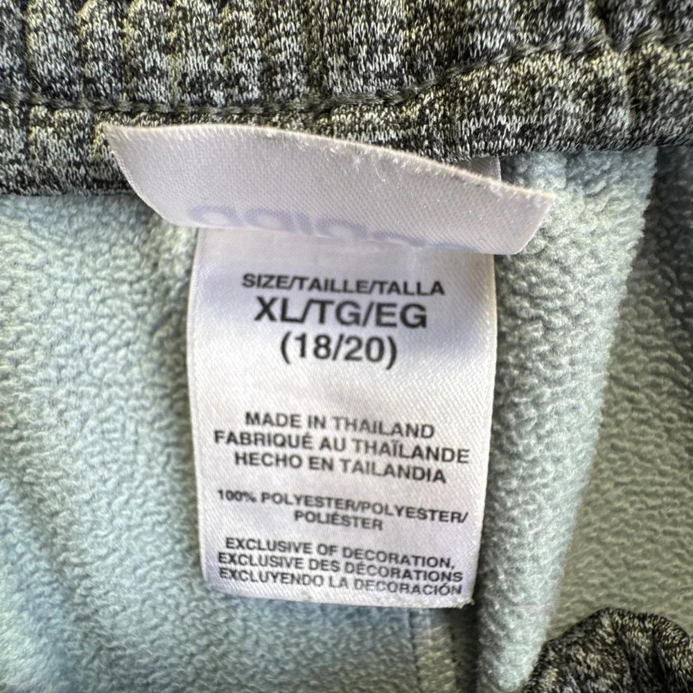 Adidas Track Pants‎ Boys XL 18/20 Gray Heather Stripe Fleece Lined Straight Leg
